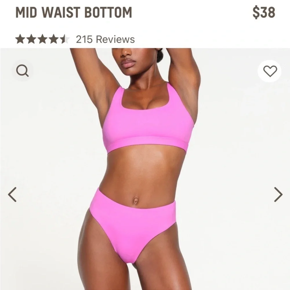 Skims signature swim‎ mid waist bottom Neon Orchid NWT size M